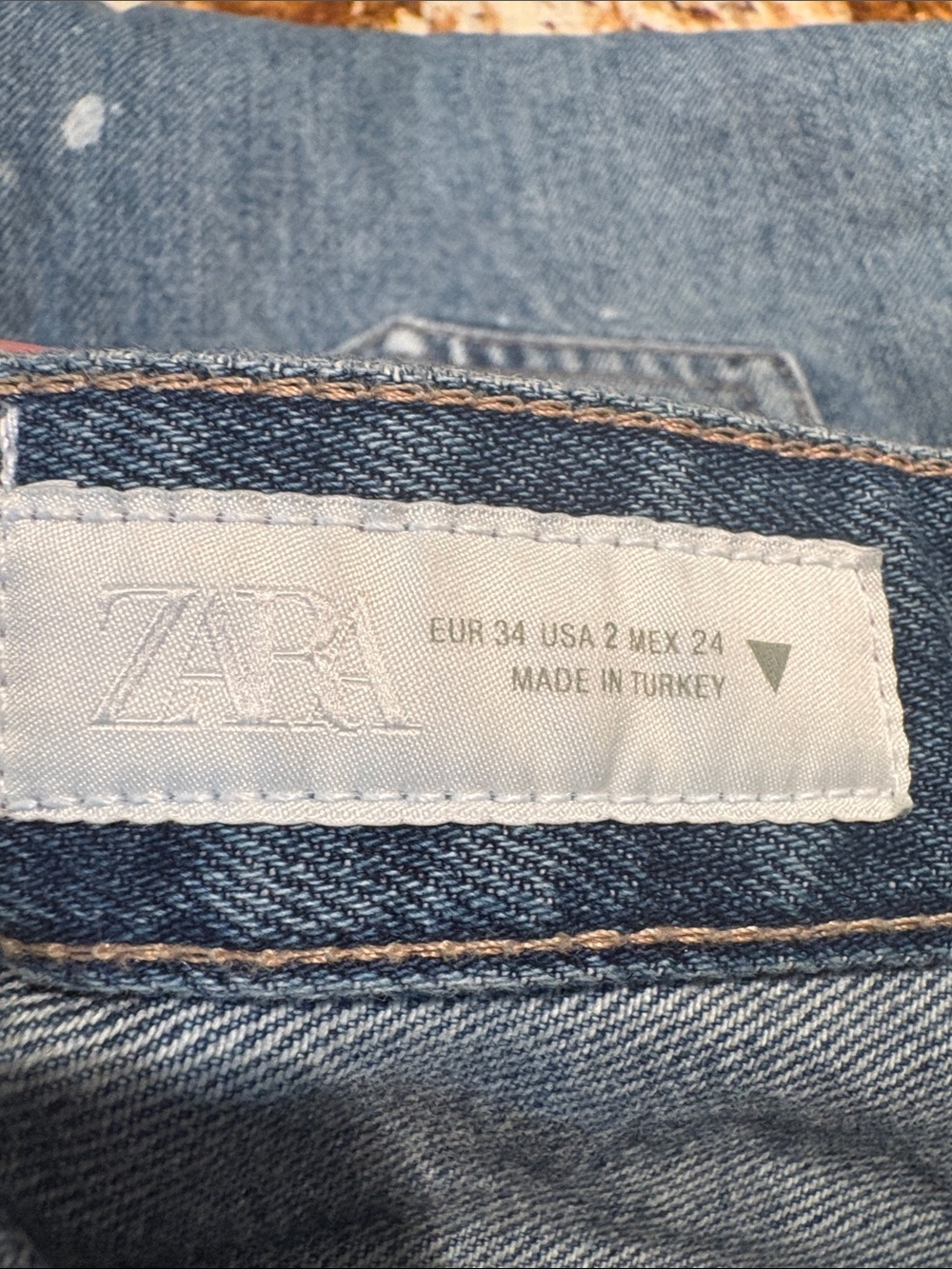 ZARA Wide-Leg High Waisted Jeans with Paint Splatter Size 2 - Picture 7 of 12